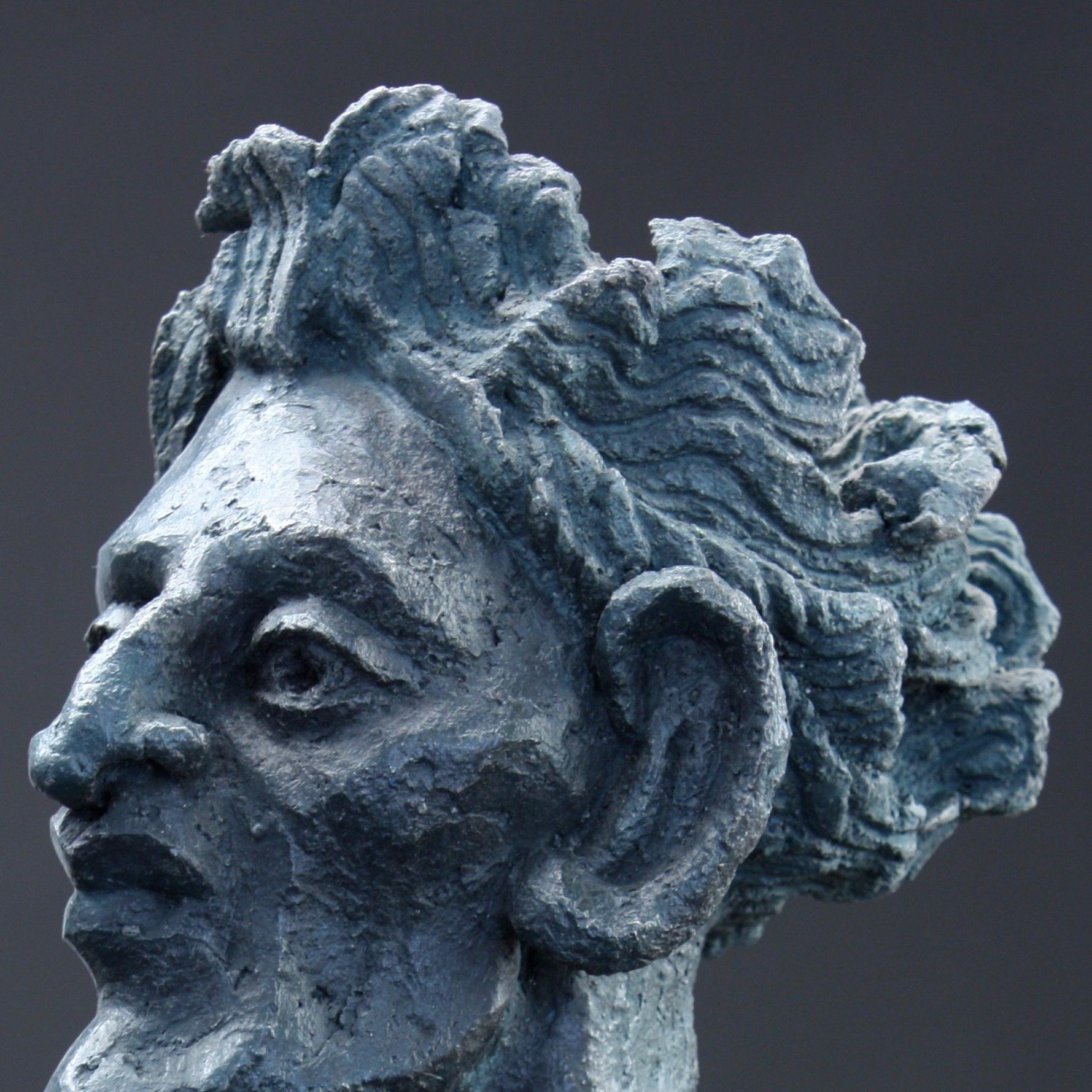 Visage IV. (Schwarz), Figurative Sculpture, von Francine Auvrouin