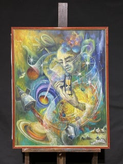 FRANCINE BRANIARD - HUGE FRENCH SURREALIST SIGNED OIL ABSTRACT FIGURE