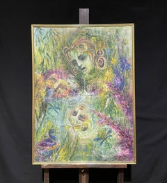 FRANCINE BRANIARD - HUGE FRENCH SURREALIST SIGNED OIL - FANTASY FIGURES