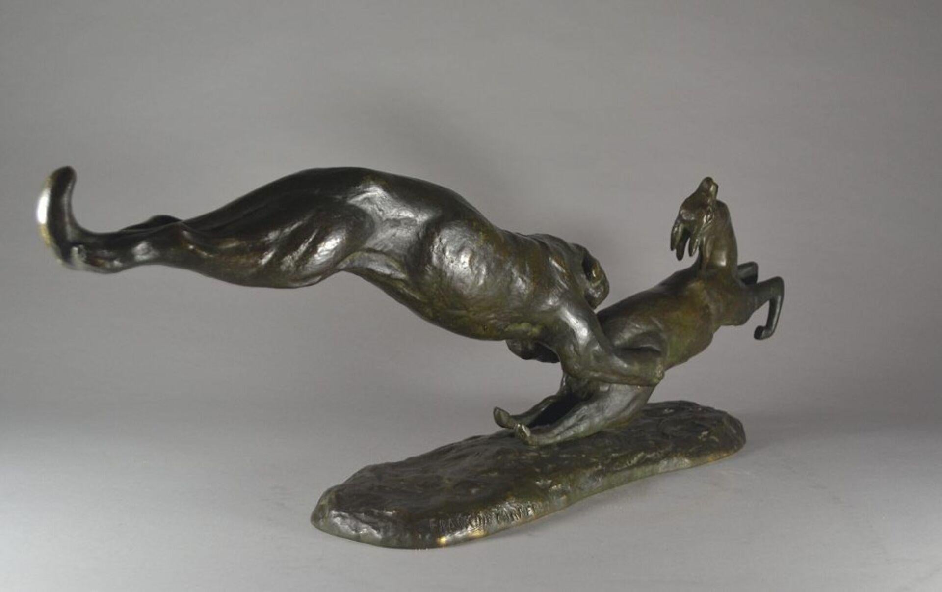 Francine Cartier Art Deco Group, Panther and Antelope In Excellent Condition In Barjols, FR