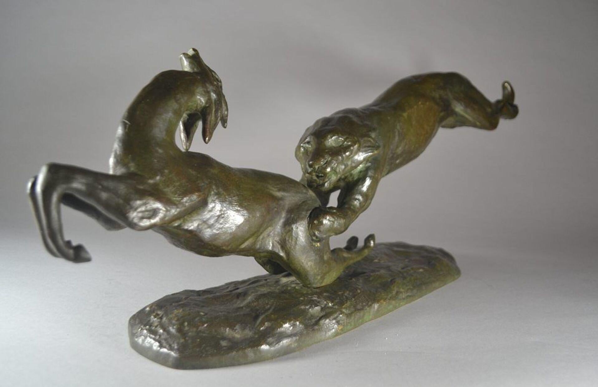 Mid-20th Century Francine Cartier Art Deco Group, Panther and Antelope