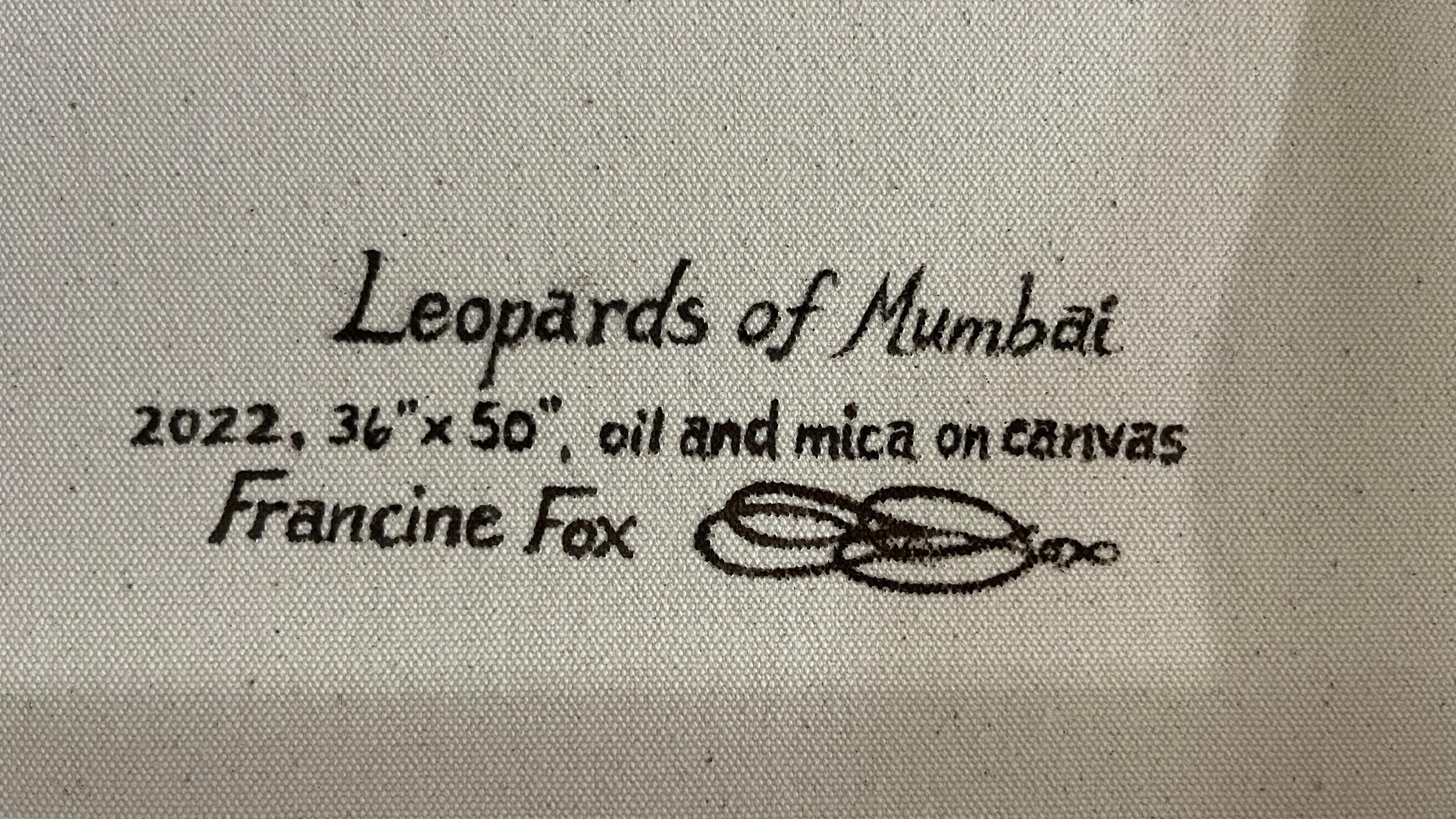 Leoparden von Mumbai - Leopardenbäume Graugold Natur Tiermalerei, 2022 im Angebot 14