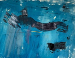 "Ora blu" - Grande studio espressionista astratto in blu