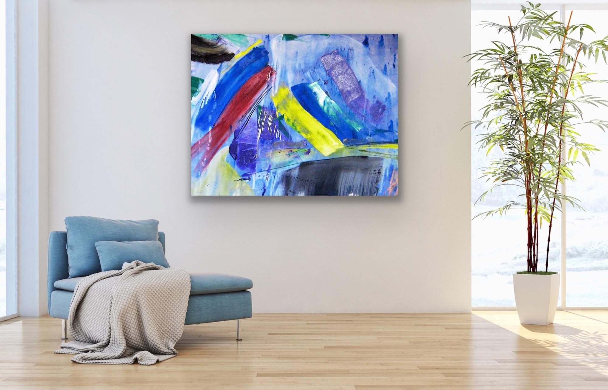 Caspian Rain - Abstract Expressionist Painting by Francine Tint