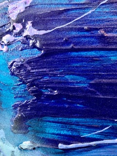 Abstracción gestual contemporánea "Barco Luna" Pintura de campo de color Mujer Artista