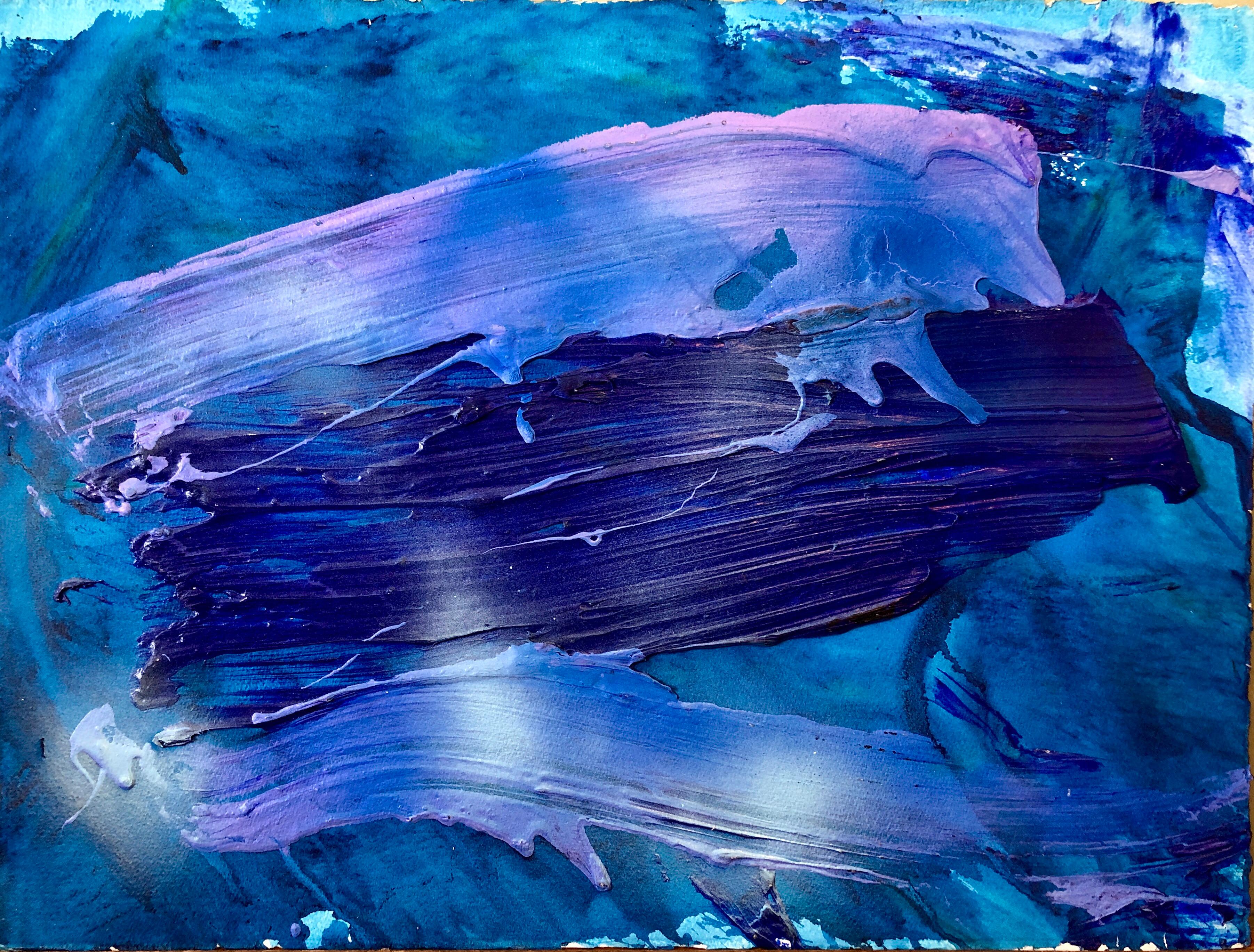 Abstracción gestual contemporánea "Barco Luna" Pintura de campo de color Mujer Artista