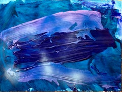 Abstracción gestual contemporánea "Barco Luna" Pintura de campo de color Mujer Artista