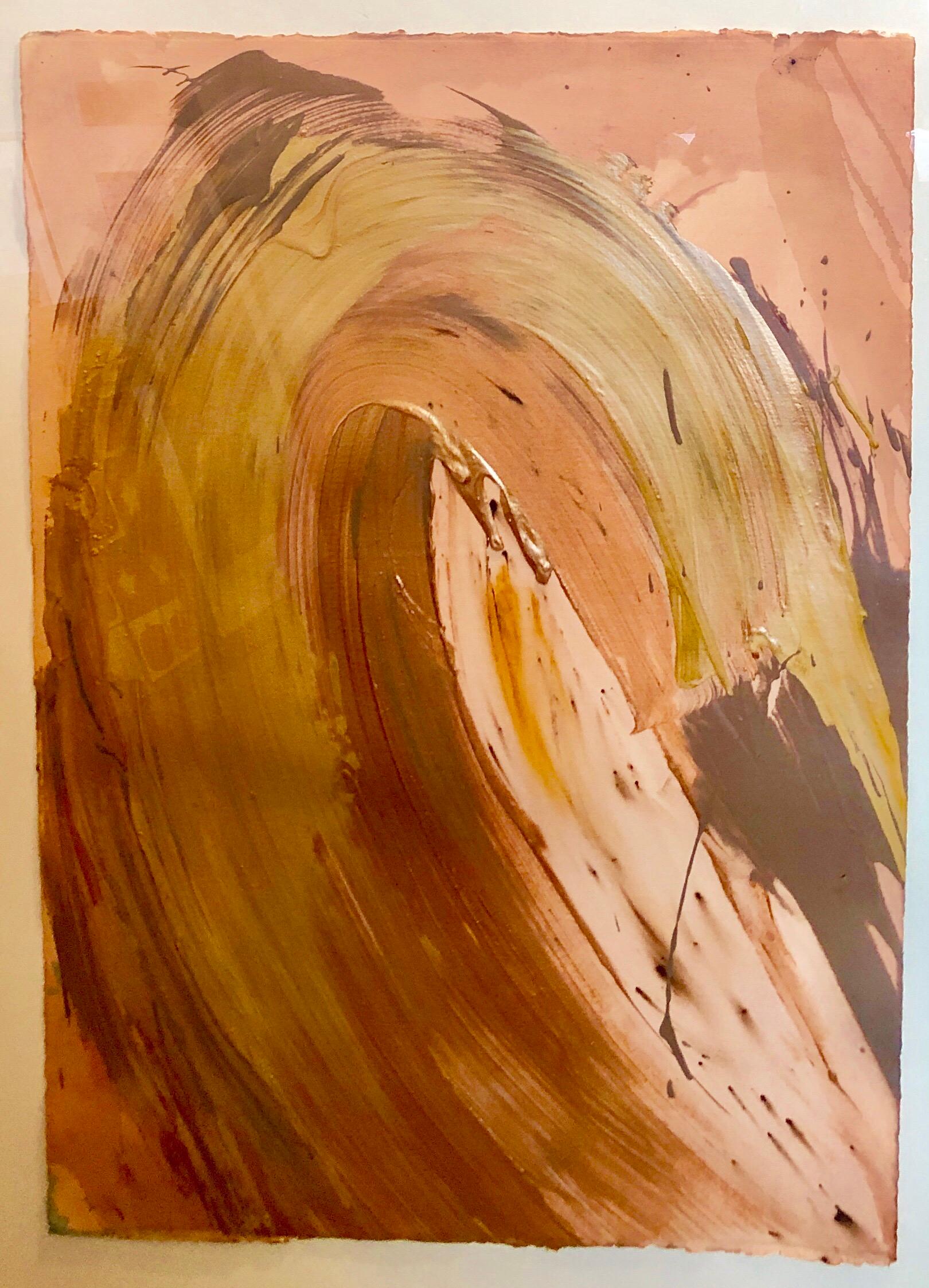 Zeitgenössische gestische Abstraktion Farbfeldmalerei Frau Künstlerin Metallic Kunst (Braun), Abstract Painting, von Francine Tint