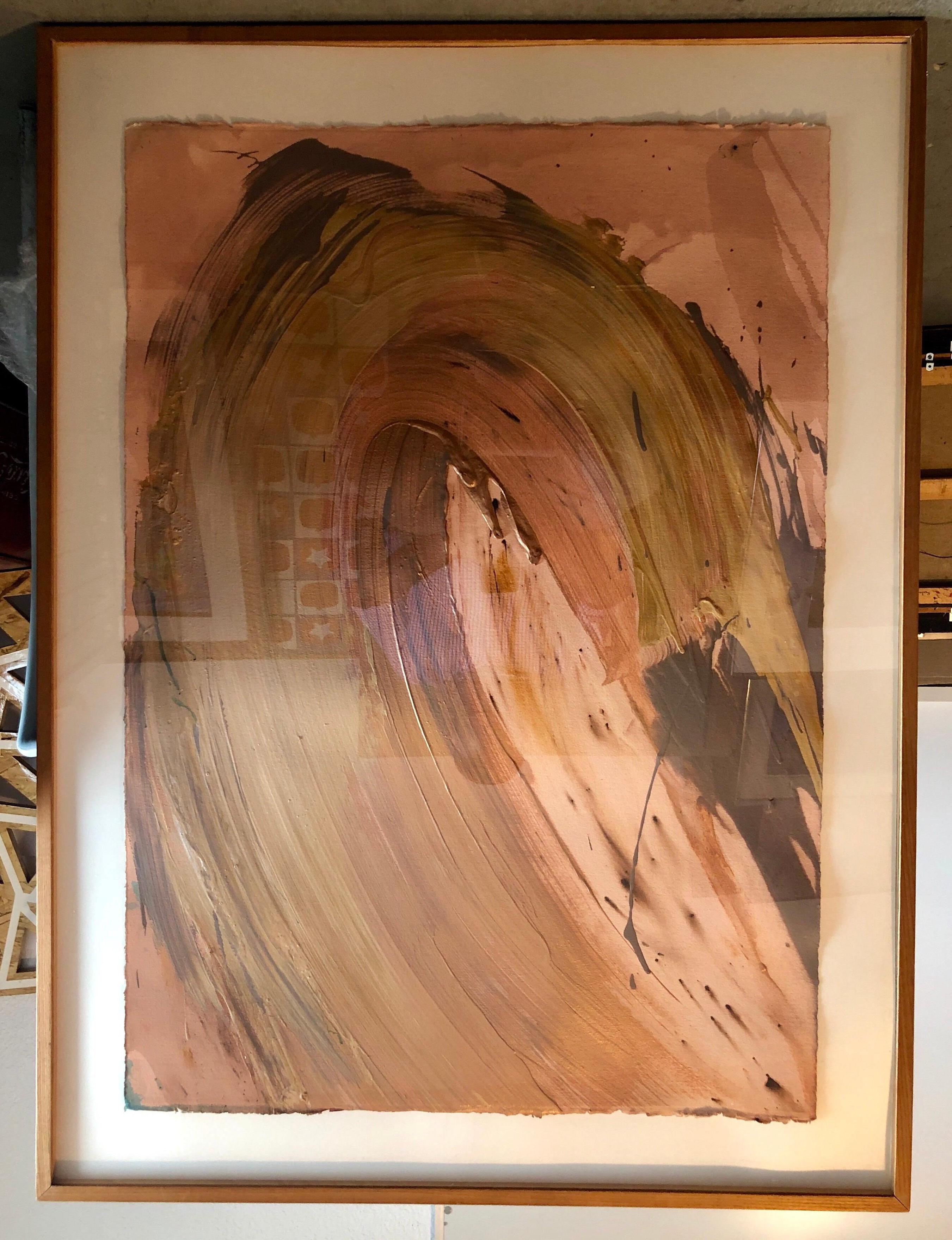 Abstracción gestual contemporánea Pintura de campo de color Mujer Artista Metal Art - Landscape Painting Marrón de Francine Tint