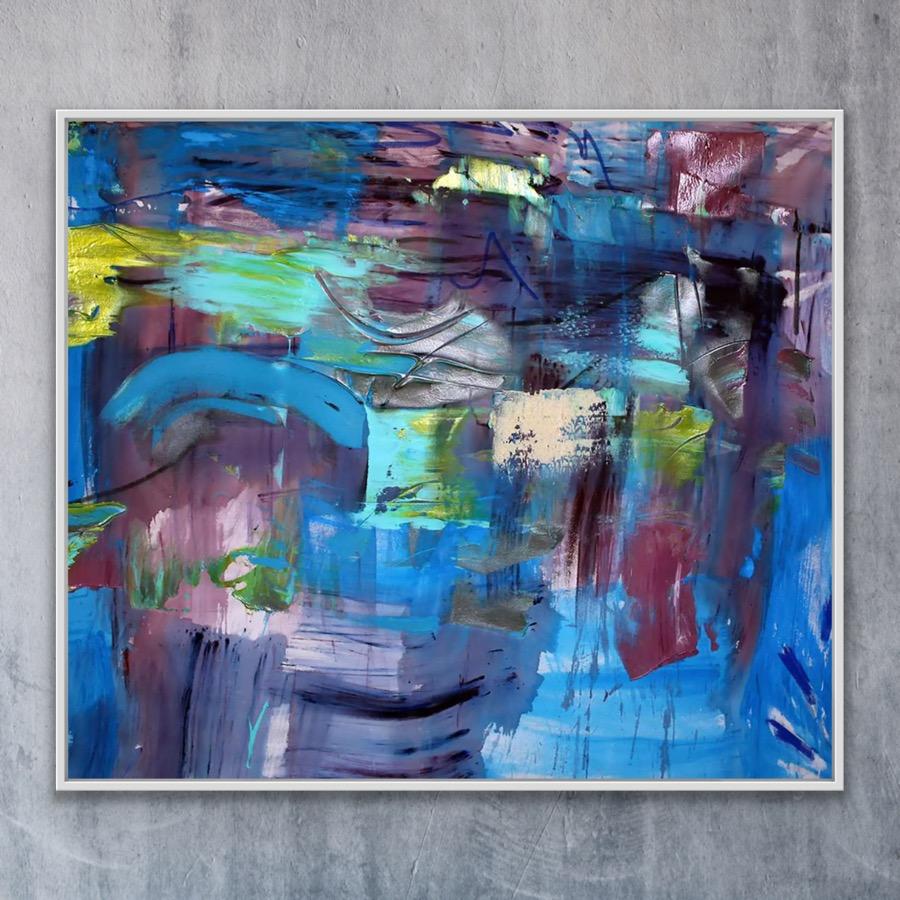 Little Miss Honky Tonk - Blue Abstract Painting by Francine Tint