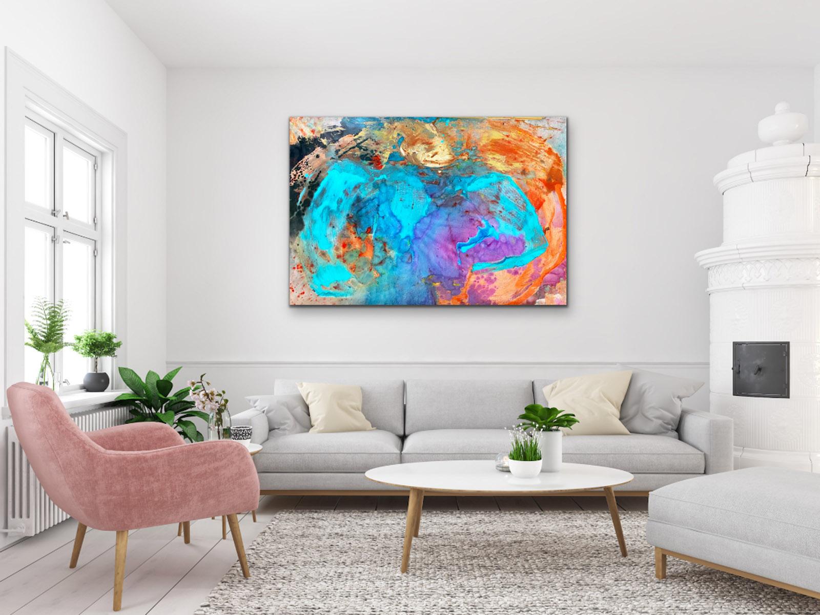 My paintings serve as records of a process of disclosure, drawn from my own life events, literature, and dreams. Finding inspiration in the movementsof color-based and action painting, and painters such as Larry Poons, I have developed a unique and