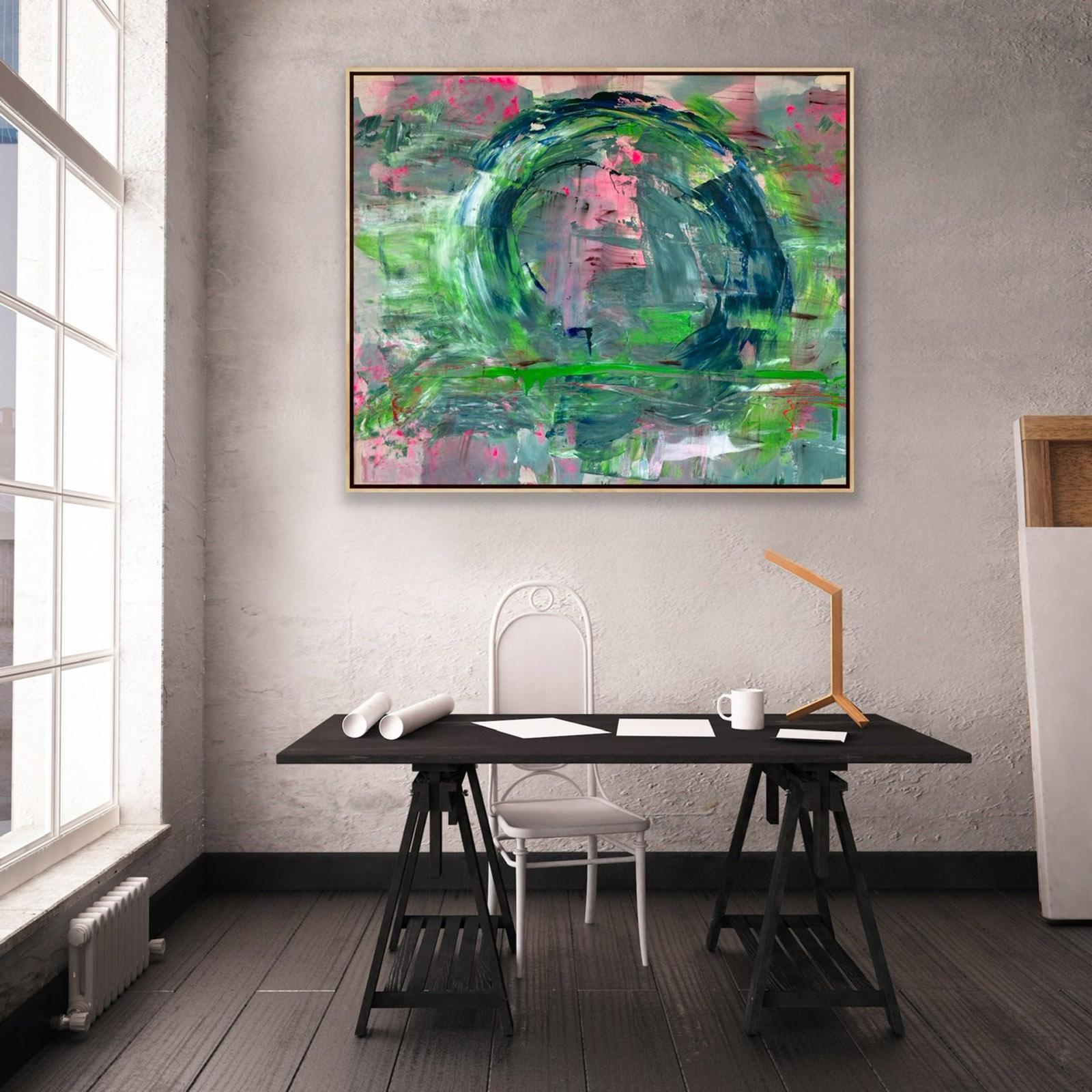 Spring Into Action - Gray Abstract Painting by Francine Tint