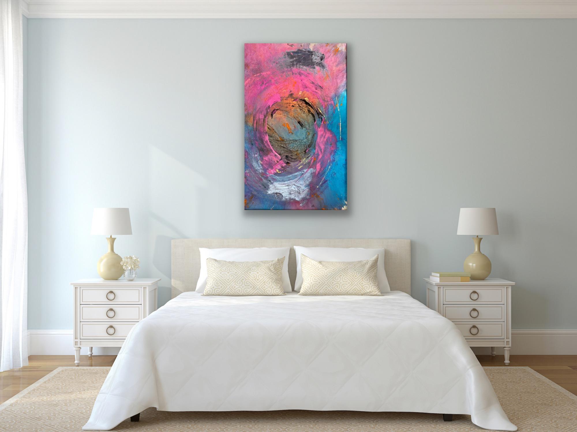 Wolf Moon - Gray Abstract Painting by Francine Tint