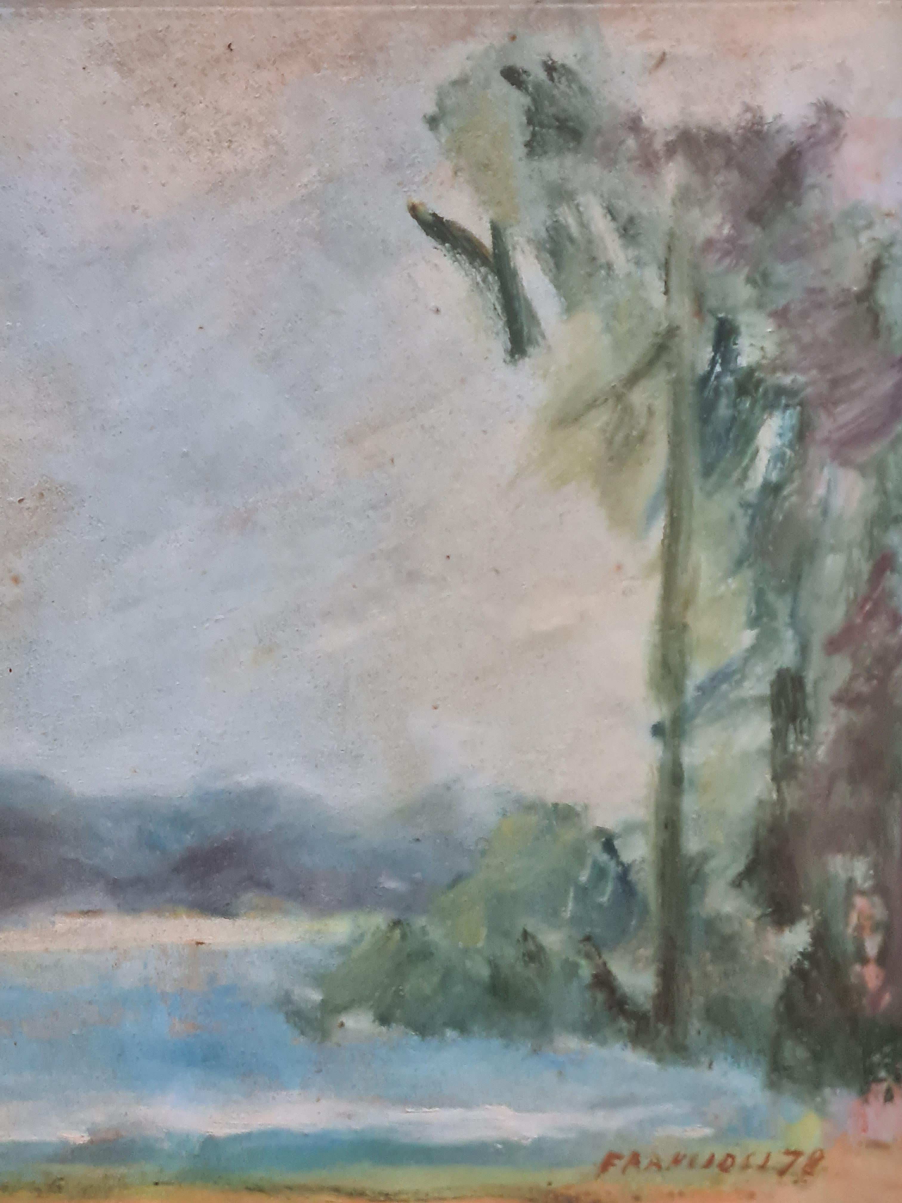 Impressionist Lakeside River Scene For Sale 2
