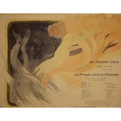 Antique Original 1895 illustrated program by Abel Truchet for La Fumée, puis la Flamme