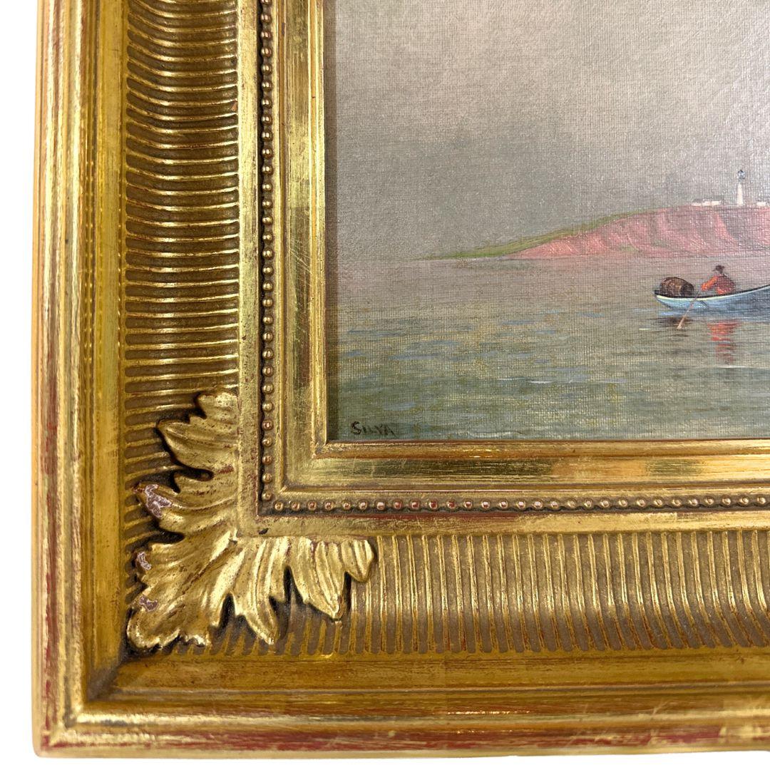 „Montauk Point Lighthouse“ Antikes akademisches Ölgemälde auf Leinwand aus dem 19. Jahrhundert im Angebot 3