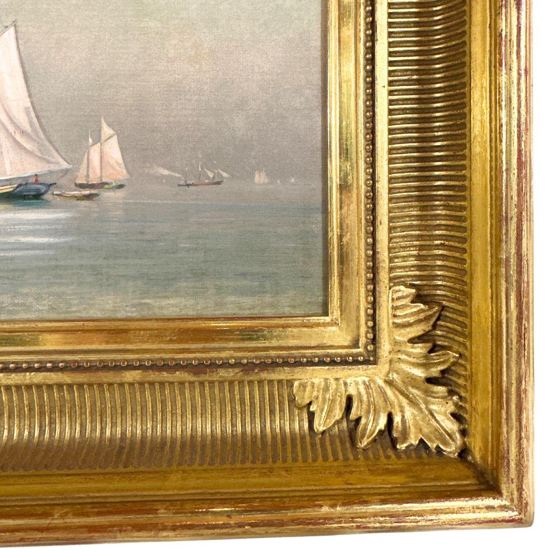 „Montauk Point Lighthouse“ Antikes akademisches Ölgemälde auf Leinwand aus dem 19. Jahrhundert im Angebot 4