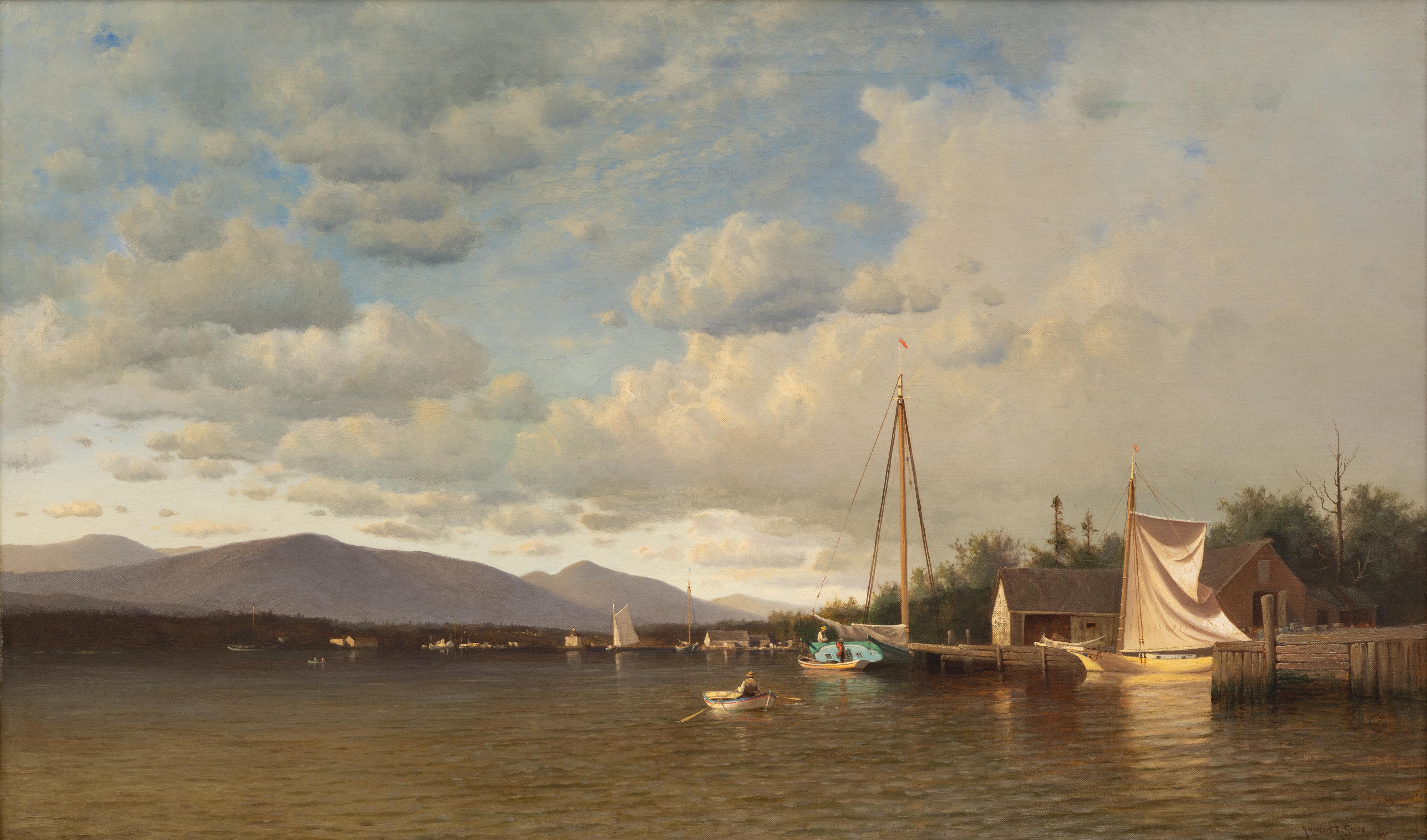 Francis Augustus Silva Landscape Painting - The Catskills from the Hudson