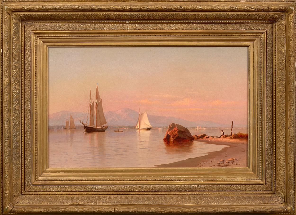 View on the Hudson, the Catskills in the Distance  - Painting by Francis Augustus Silva