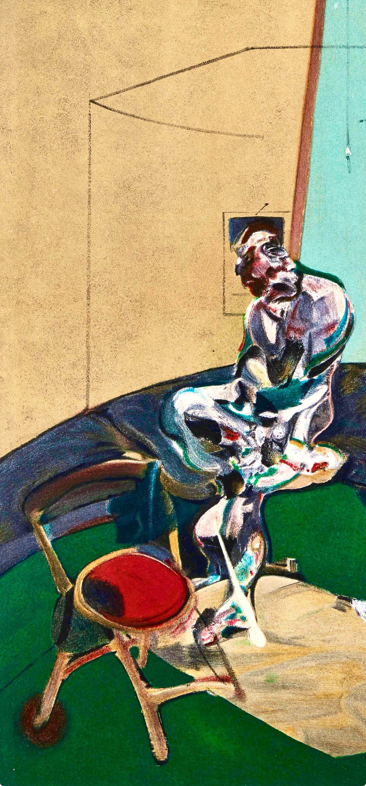Bacon, Retrato de George Dyer mirando a Blind-Cord, Derrière le miroir (después de) - Print de Francis Bacon