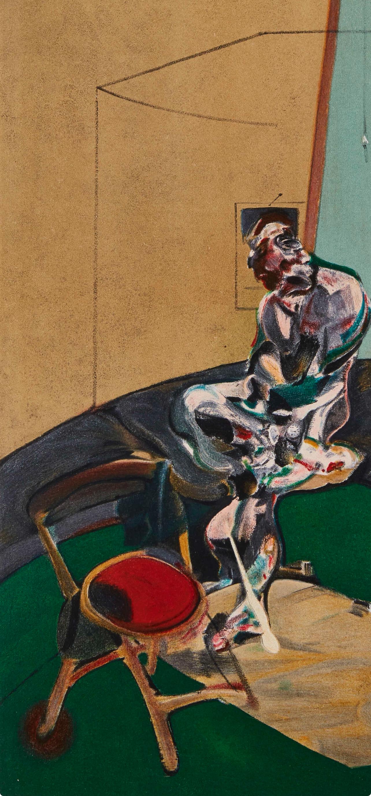 Bacon, Ritratto di George Dyer che fissa Blind Corde, Derrière le miroir (dopo) - Print di Francis Bacon