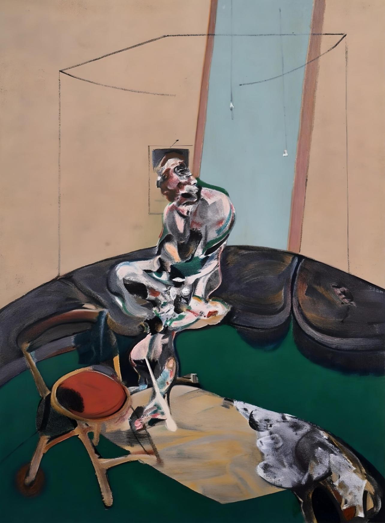 Francis Bacon Abstract Print - Bacon, Portrait of George Dyer Staring at Blind Cord, Derrière le miroir (after)