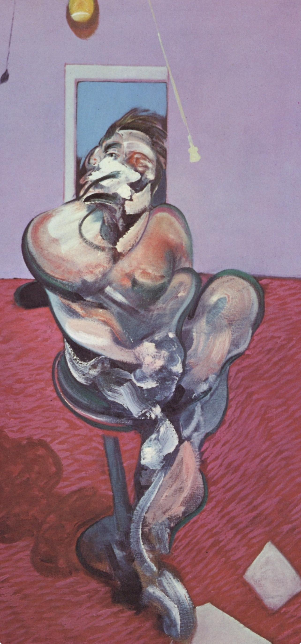 Bacon, Retrato de George Dyer Talking, Derrière le miroir (después) - Figurative Print Gris de Francis Bacon