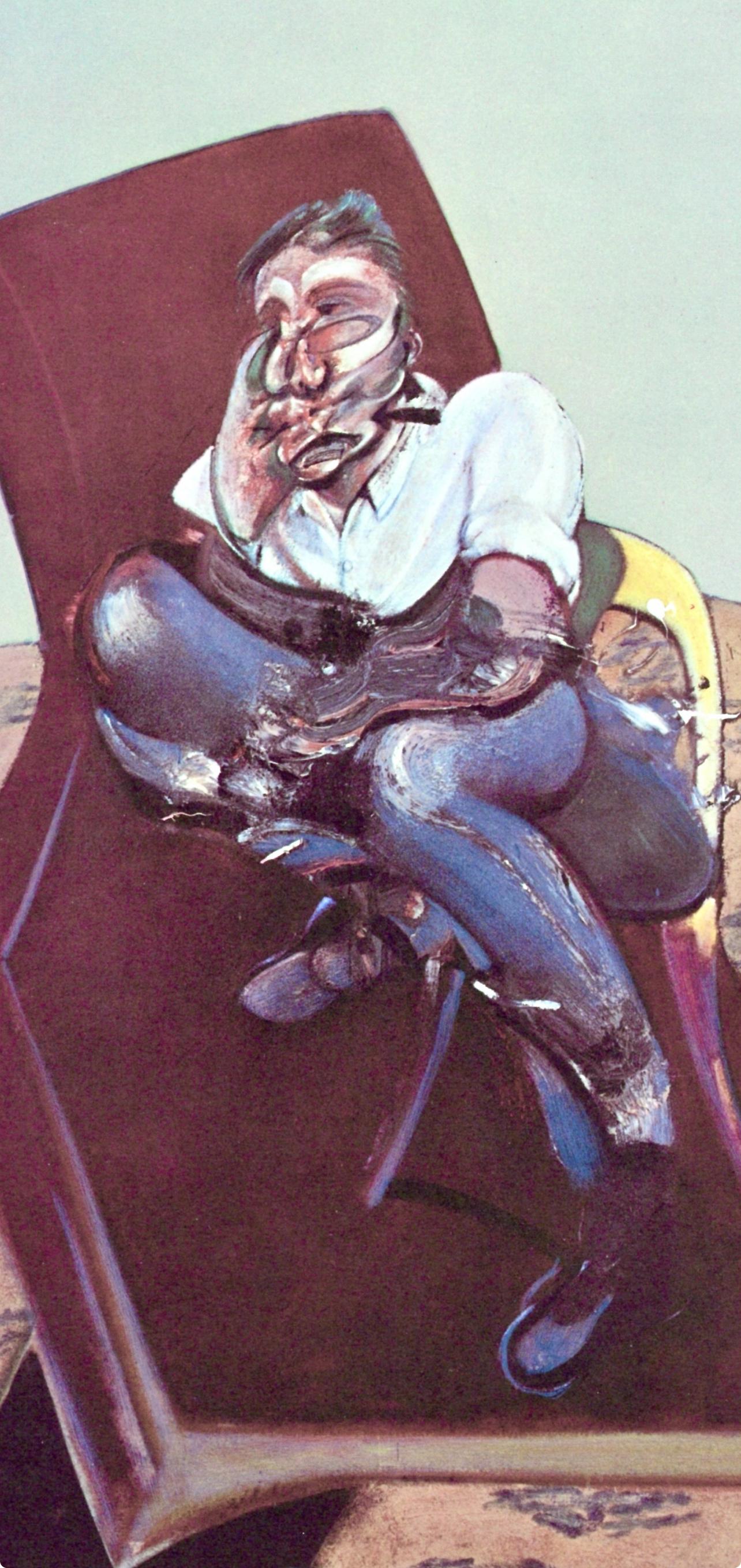 Bacon, Estudio para el retrato de Lucian Freud, Derrière le miroir (después de) - Abstract Print Gris de Francis Bacon