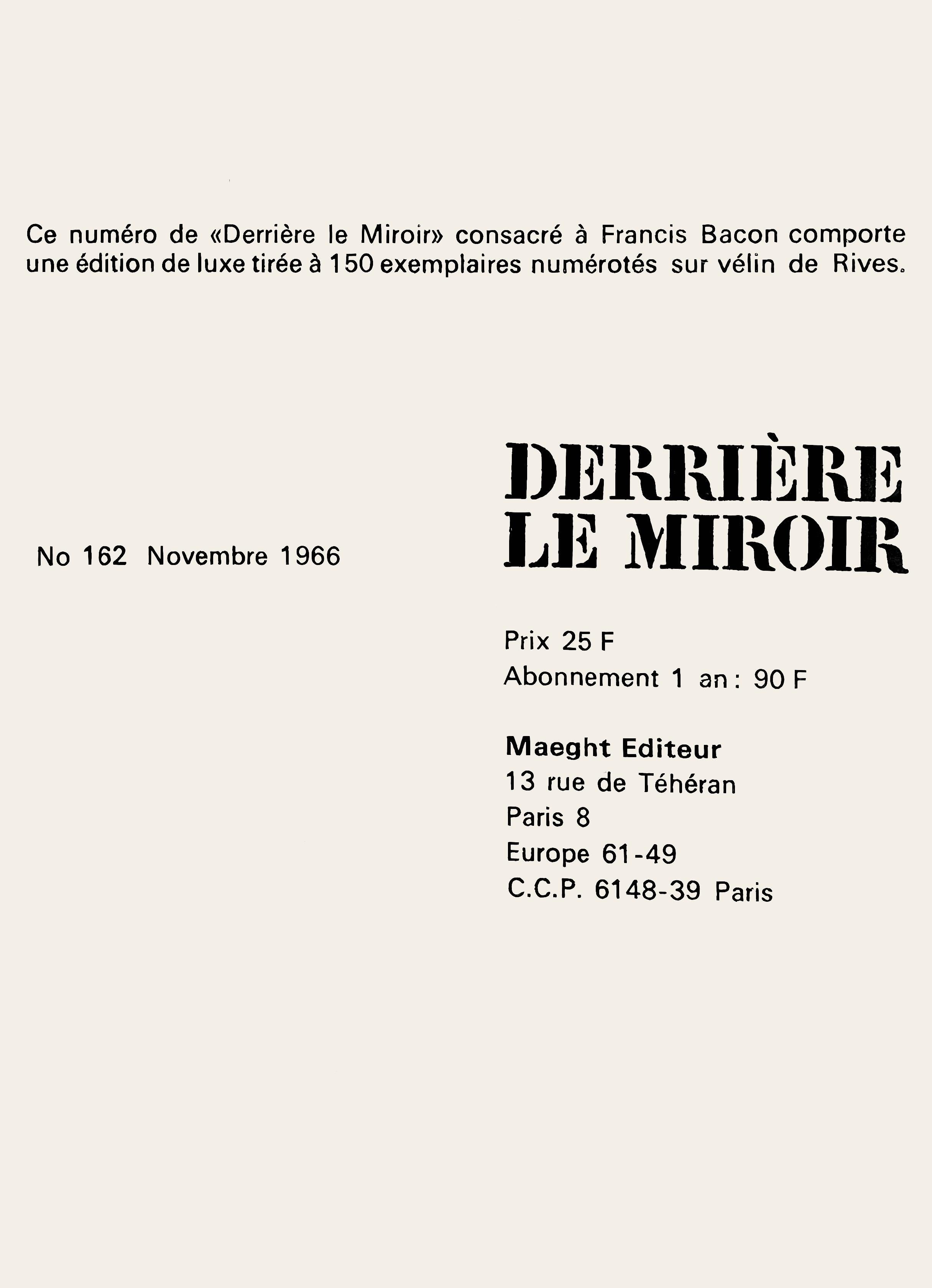 Bacon, Étude pour le portrait de Lucian Freud, Derrière le miroir (d'après) en vente 1