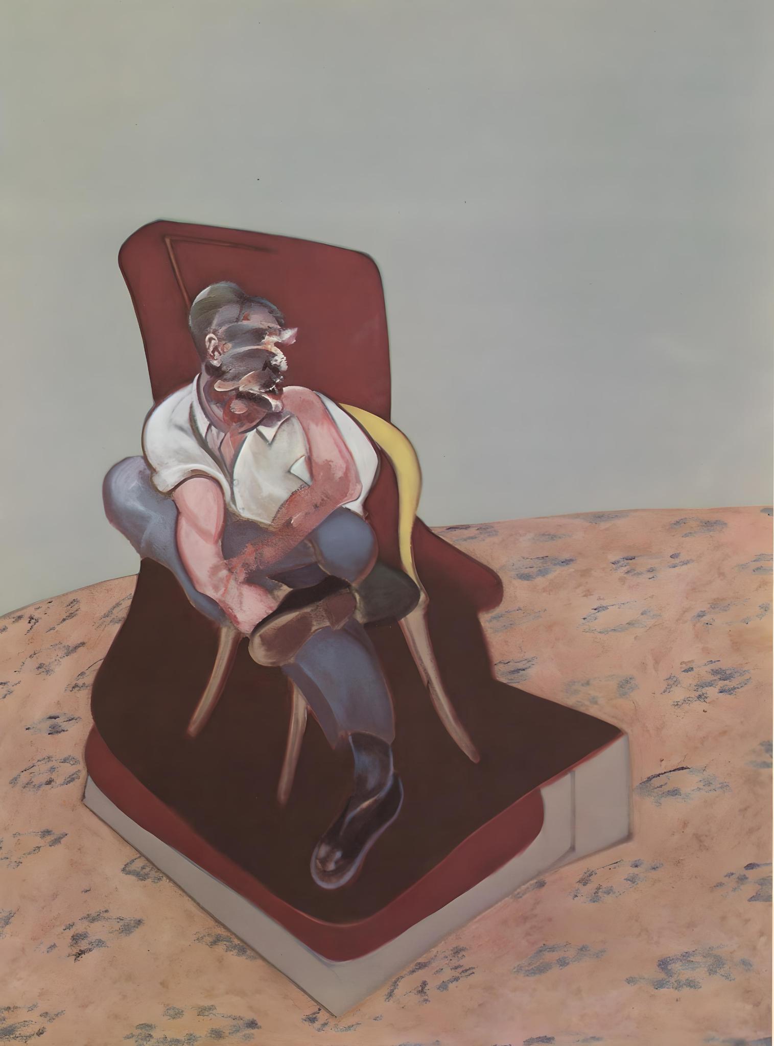 Bacon, Three Studies for Portrait of Lucian Freud, Derrière le miroir (after) - Print by Francis Bacon