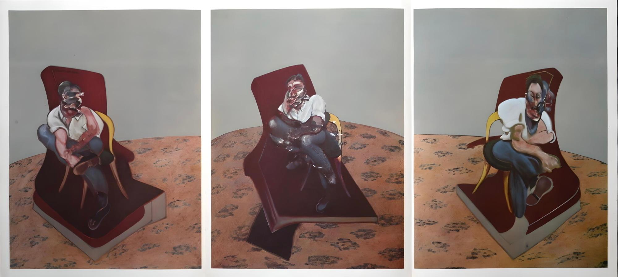 Francis Bacon Abstract Print - Bacon, Three Studies for Portrait of Lucian Freud, Derrière le miroir (after)