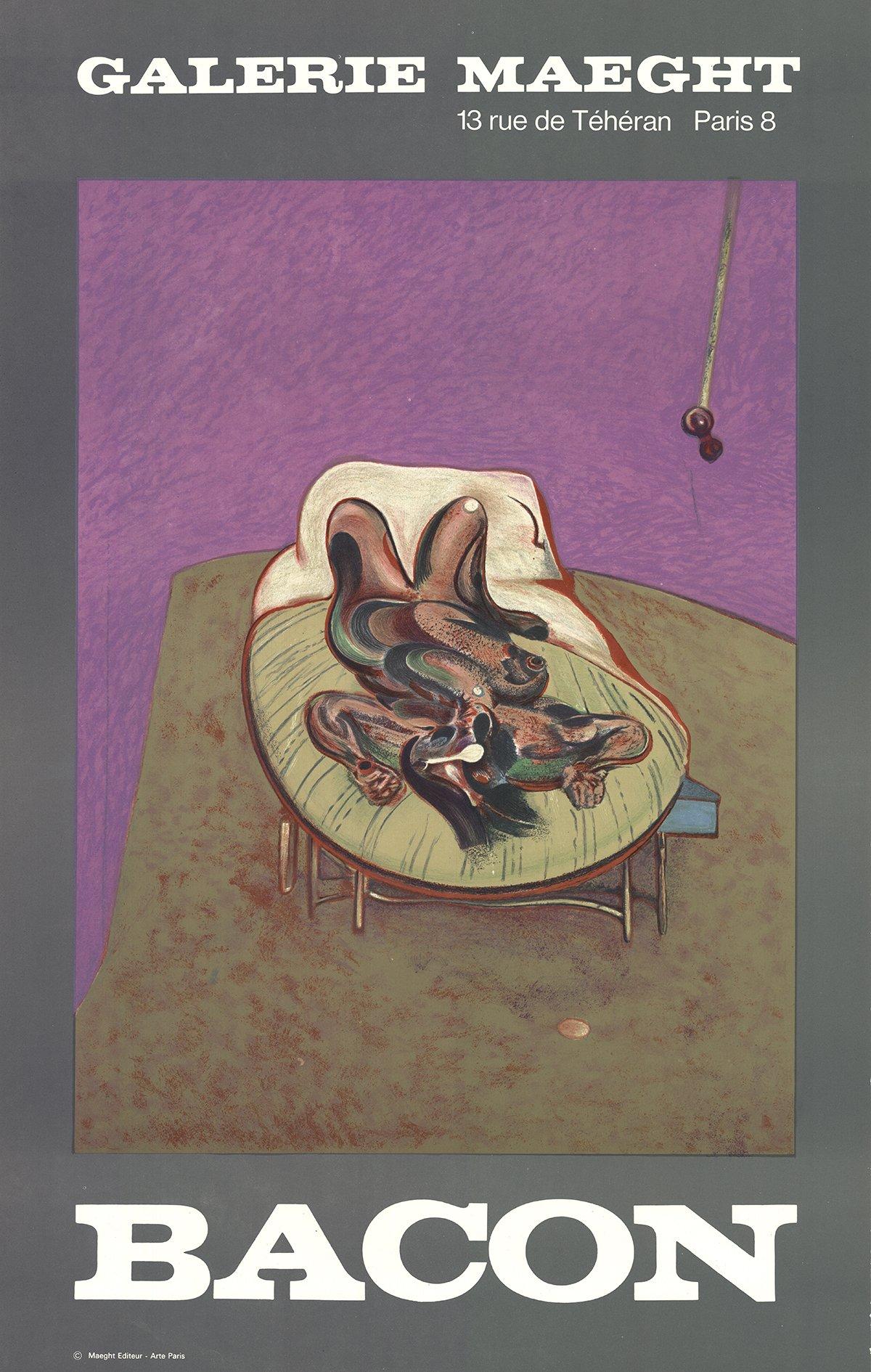 Lithographie vintage Personnage Couche de Francis Bacon, 1966