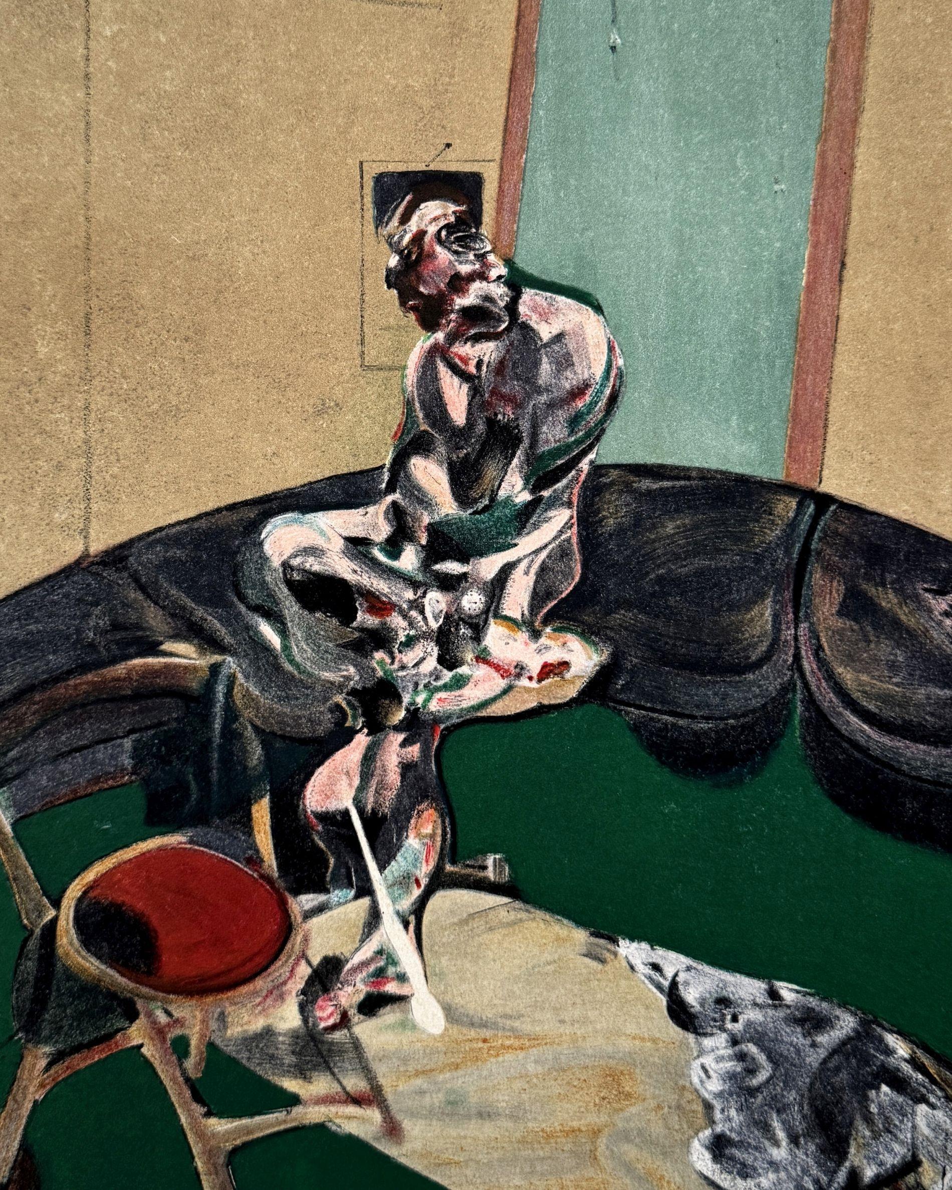George Dyer Befestigung einer Vorhangkordel – Lithographie in Farben – 150 Exemplare (Braun), Figurative Print, von Francis Bacon
