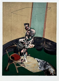George Dyer che fissa il cordone di una tenda - Litografia a colori - 150 copie