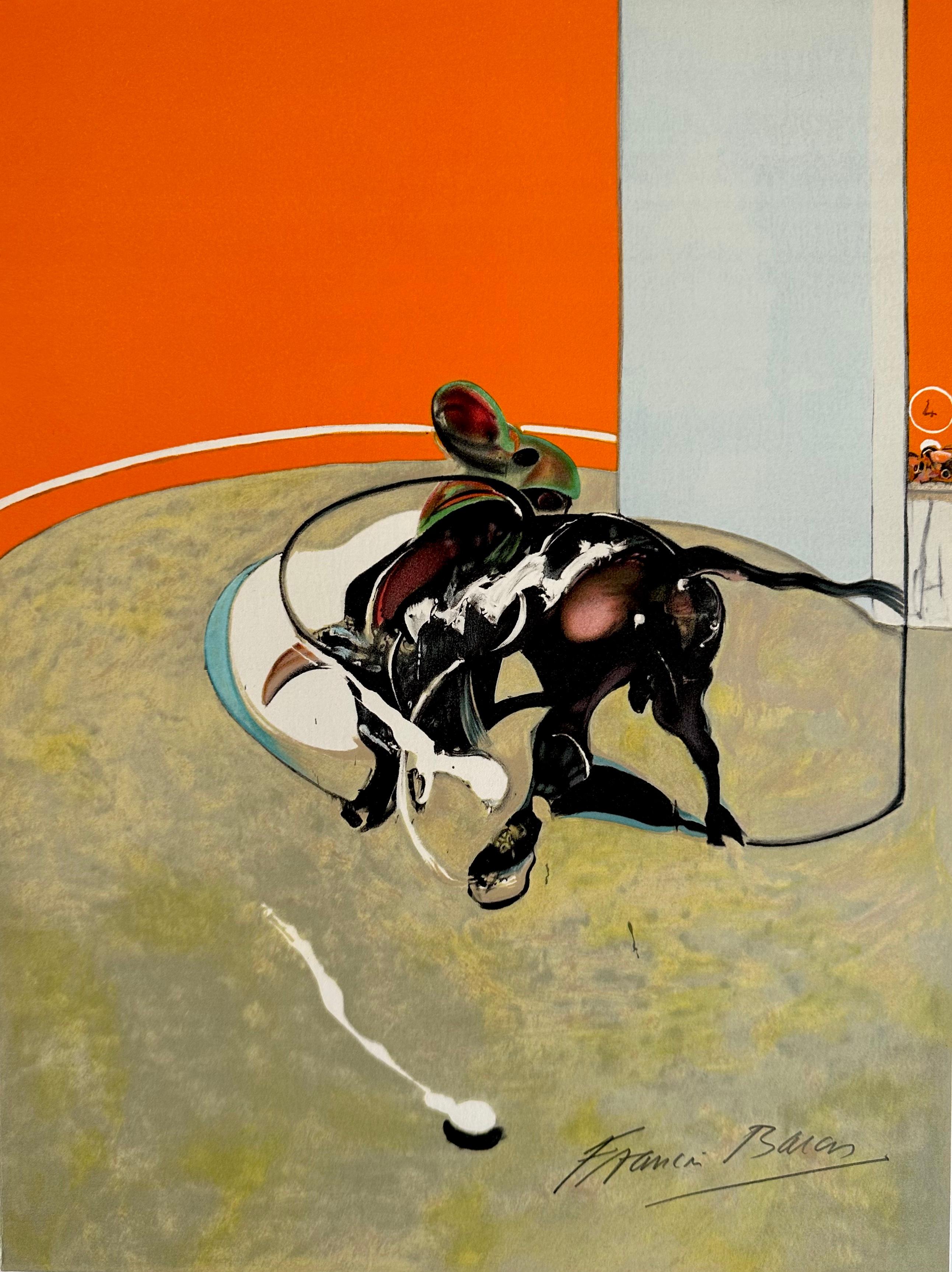 Francis Bacon- Miroir de la Tauromachie
Lithographie auf 3 separaten Blättern Arches-Papier.
Gedruckt auf gefalteten Blättern wie ausgegeben
Blattgröße: 48,0 x 36,0 cm (3x)
Rahmengröße: 151,0 x 78,0 cm

Alle 3 Blätter mit Bleistift signiert (unten