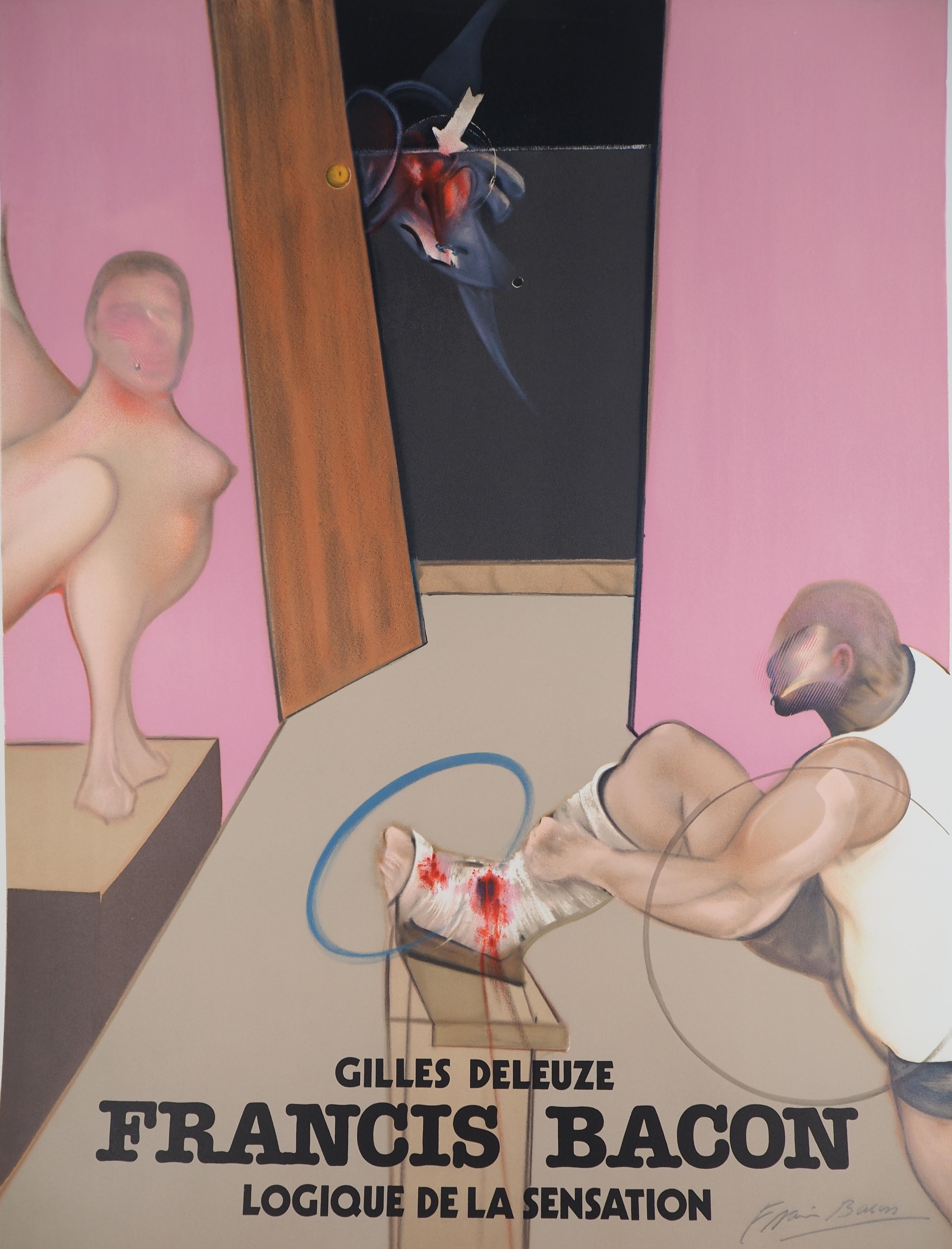 Oedipe und der Sphinx – Originallithographie, handsigniert (Braun), Figurative Print, von Francis Bacon