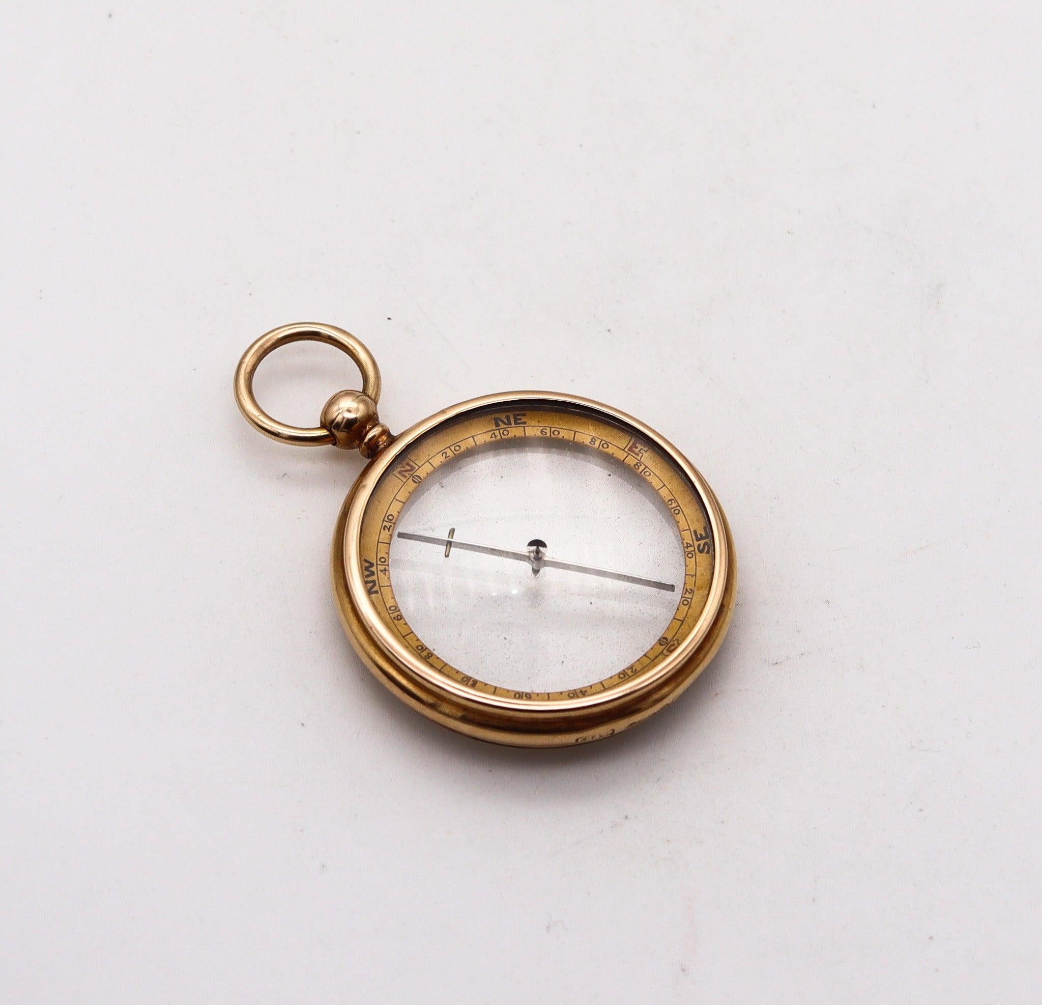 Pendant with a mechanical compass designed by Francis Barker & Son.

This is a very rare antique compass pendant, created in London England during the Edwardian period, back in the 1907. This elusive piece has been crafted by the company of Francis