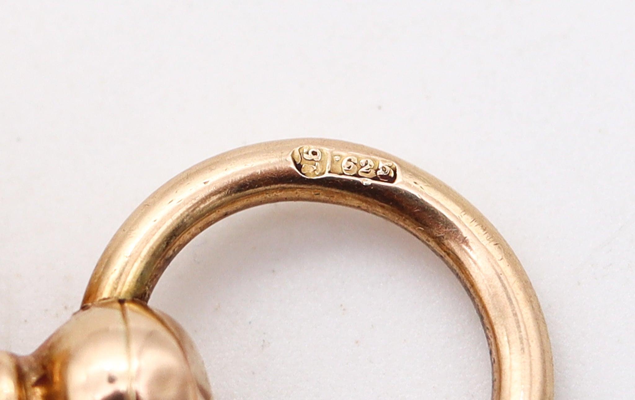Women's or Men's FRANCIS BARKER & SON 1907 London Antique Compass Pendant In 15Kt Yellow Gold