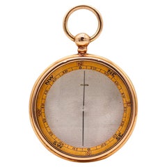 FRANCIS BARKER & SON 1907 London Antique Compass Pendant In 15Kt Yellow Gold