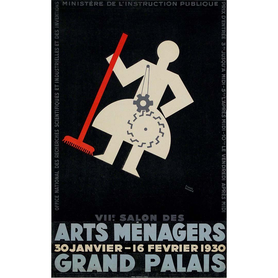 Das Originalplakat von Francis Bernard aus dem Jahr 1930 für den VIIe Salon des Arts Ménagers ist ein bemerkenswertes Zeugnis für die Überschneidung von Kunst, Design und Häuslichkeit. Dieses Plakat entstand in einer Zeit, die von Innovation und