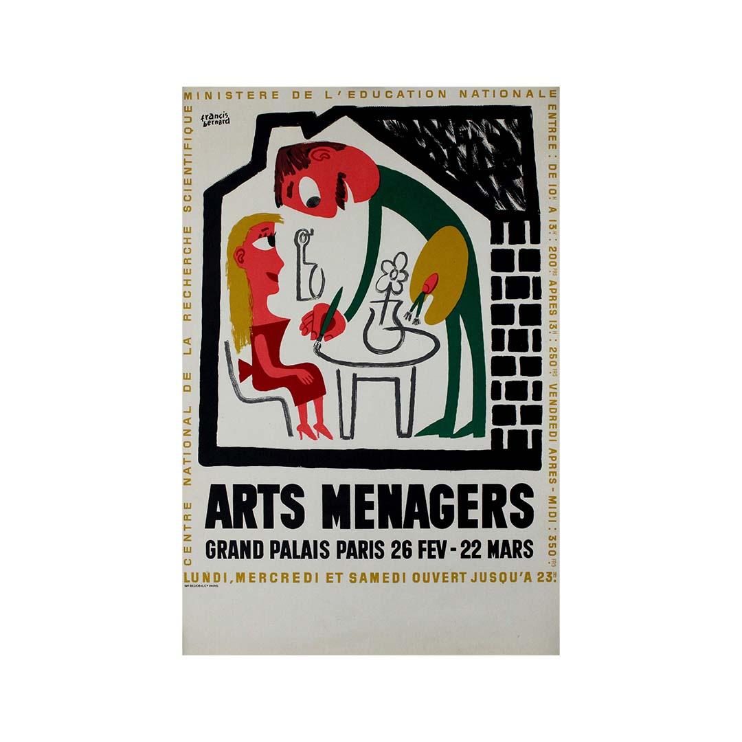Circa 1950 original poster by Francis Bernard for the Arts Ménagers Grand Palais For Sale 3