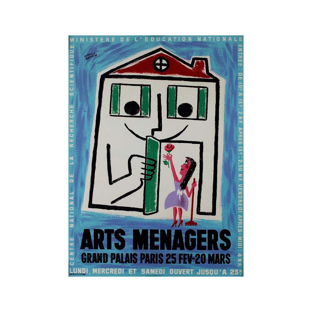 Circa 1950 original poster by Francis Bernard for the Arts Ménagers Grand Palais For Sale 3