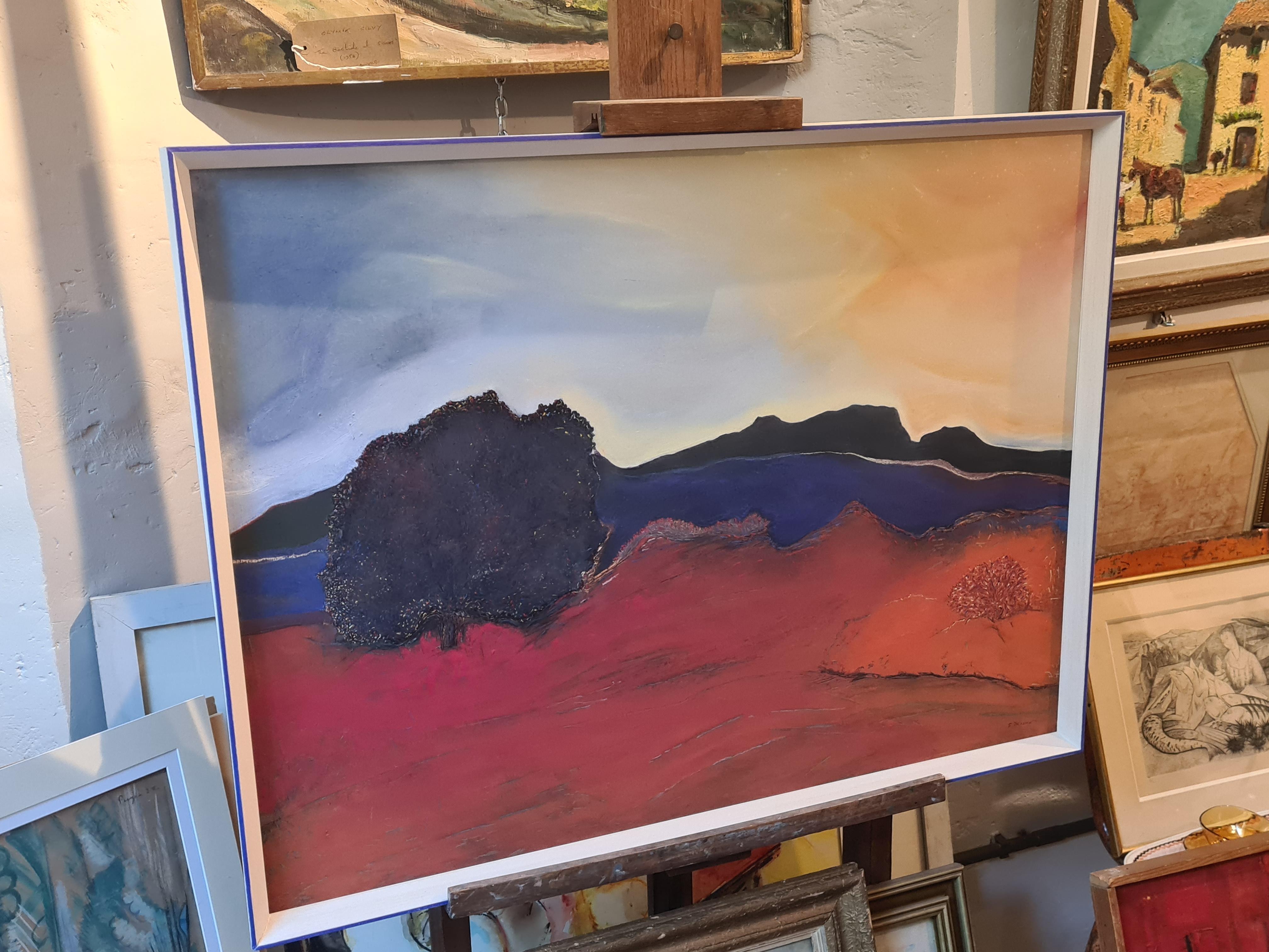Contemporary French Fauvist Impressionist Landscape, Le Crépuscule. Pastel. For Sale 7