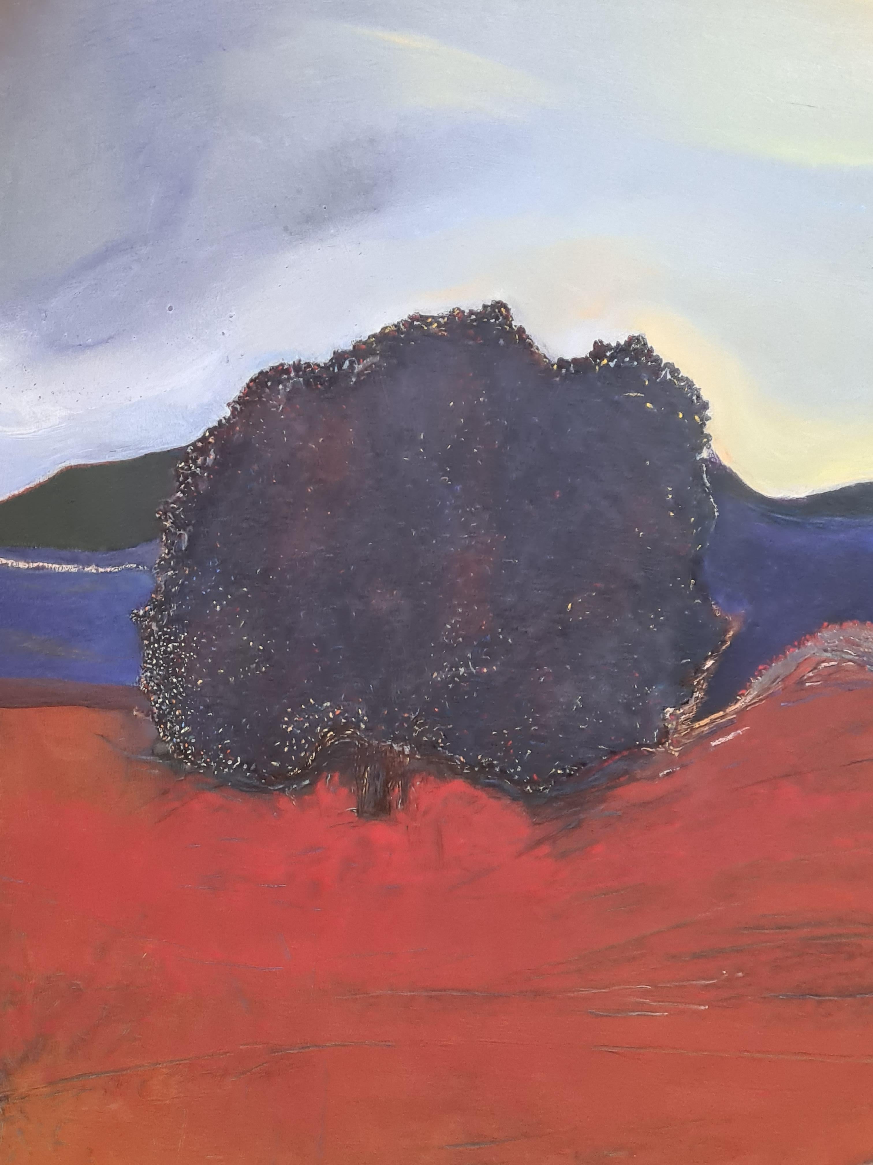 Contemporary French Fauvist Impressionist Landscape, Le Crépuscule. Pastell. (Grau), Landscape Painting, von Francis Besson 