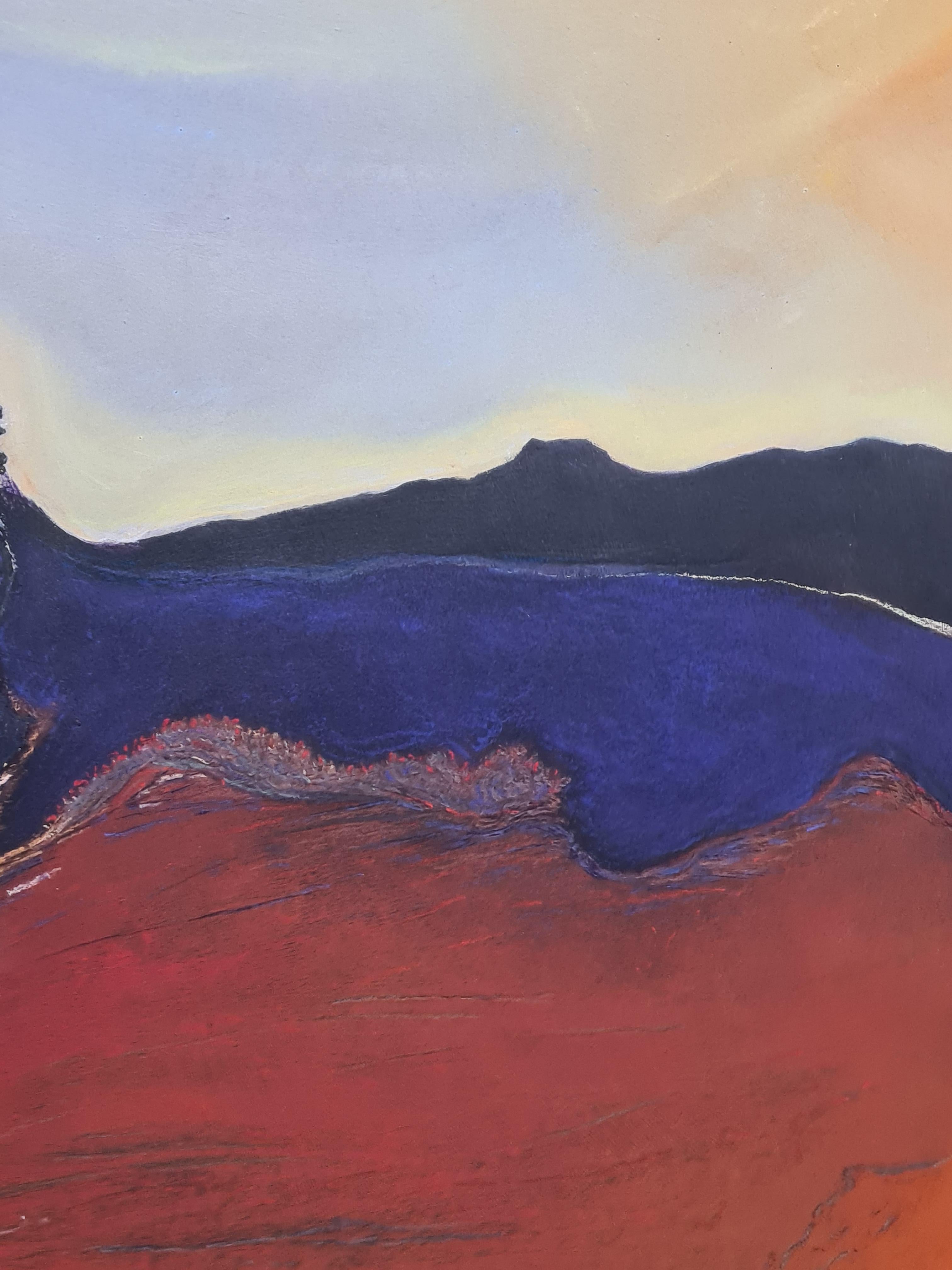 Zeitgenössisches fauvistisch-impressionistisches Pastell einer farbenfrohen Landschaft des belgischen Künstlers Francis Besson. Unten rechts signiert und in einem speziell angefertigten Rahmen aus weißem Holz und patiniert.

Ein prächtiges