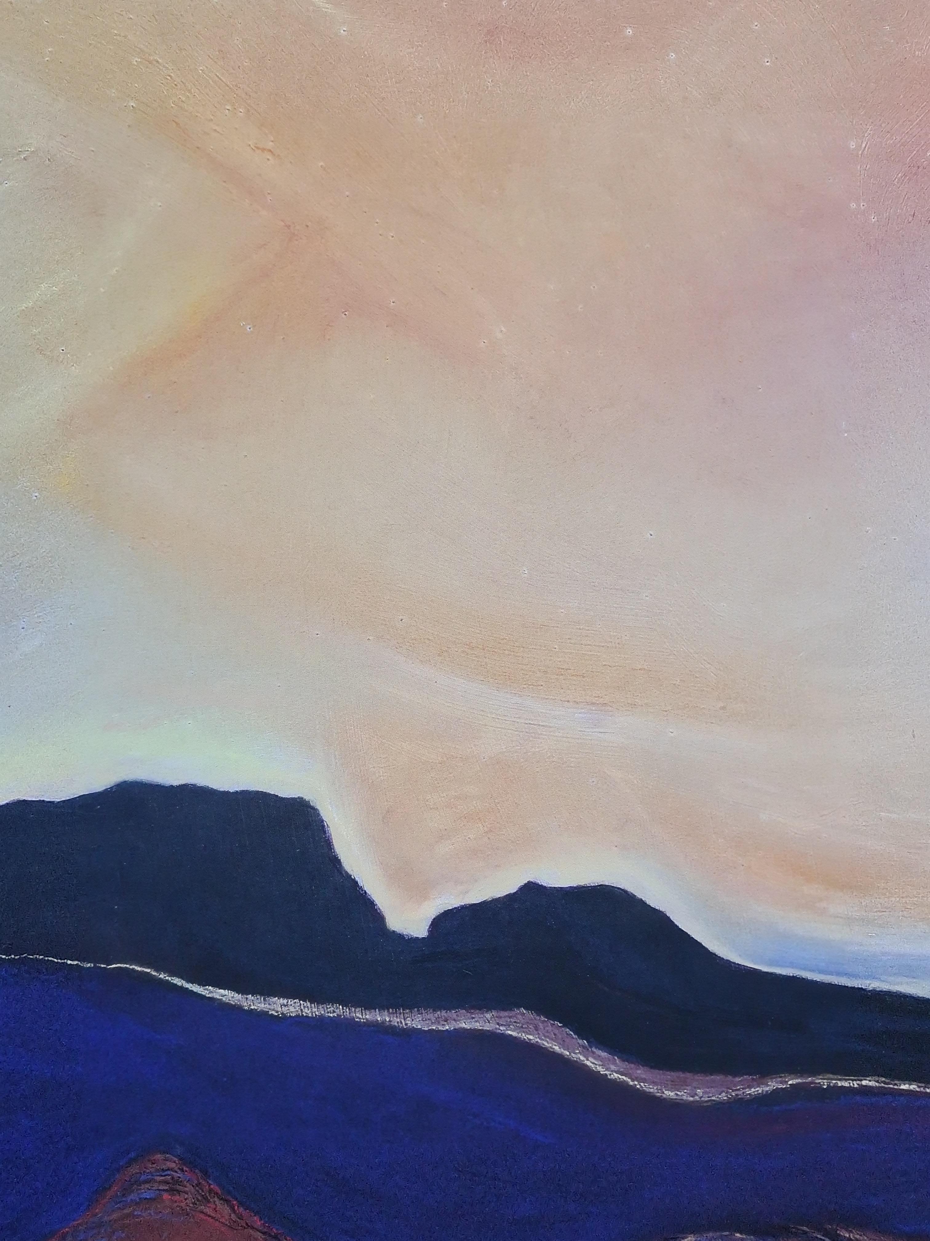 Paysage impressionniste fauve français contemporain, Le Crépuscule. Pastel. en vente 1