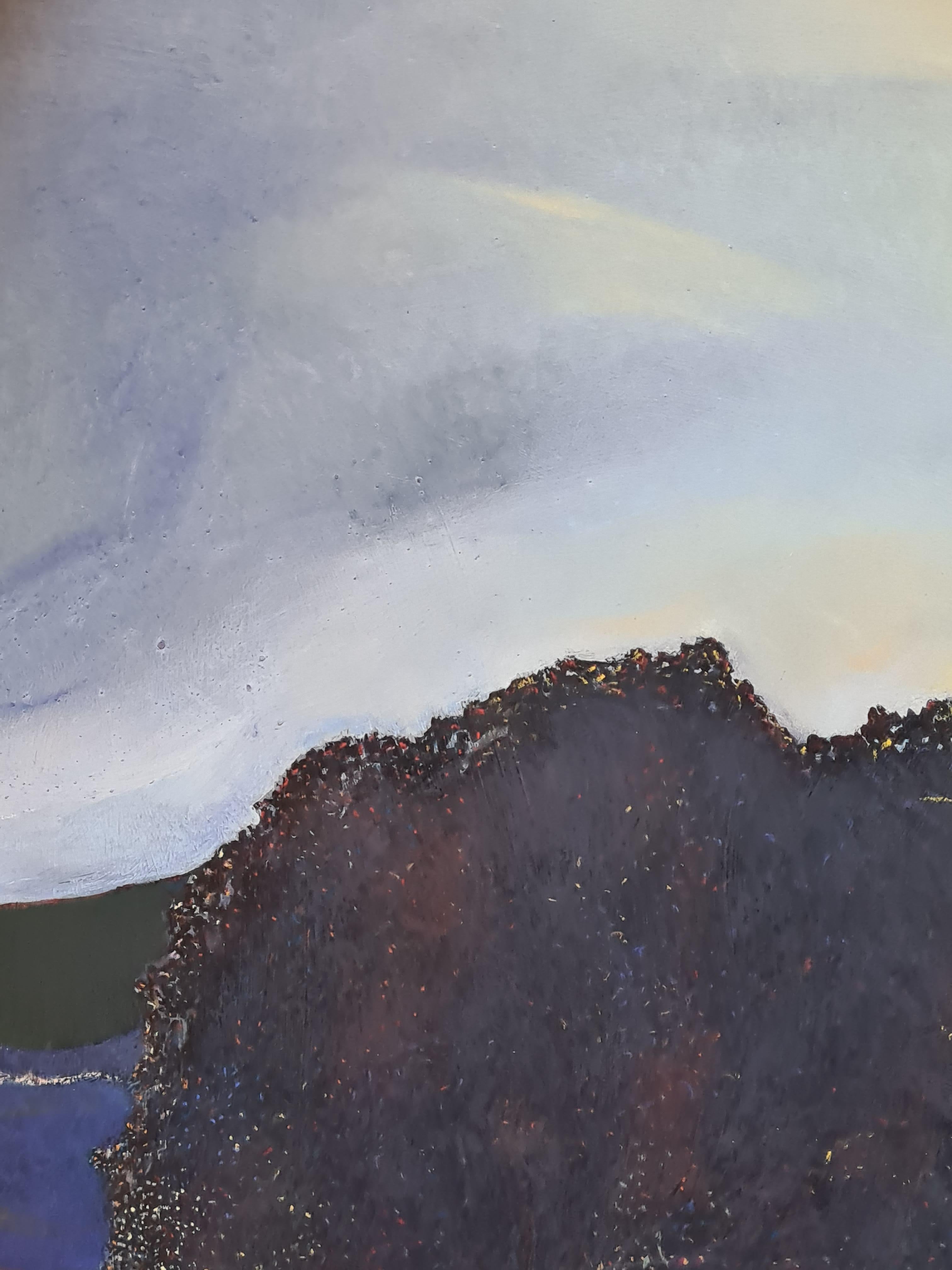 Paysage impressionniste fauve français contemporain, Le Crépuscule. Pastel. en vente 2