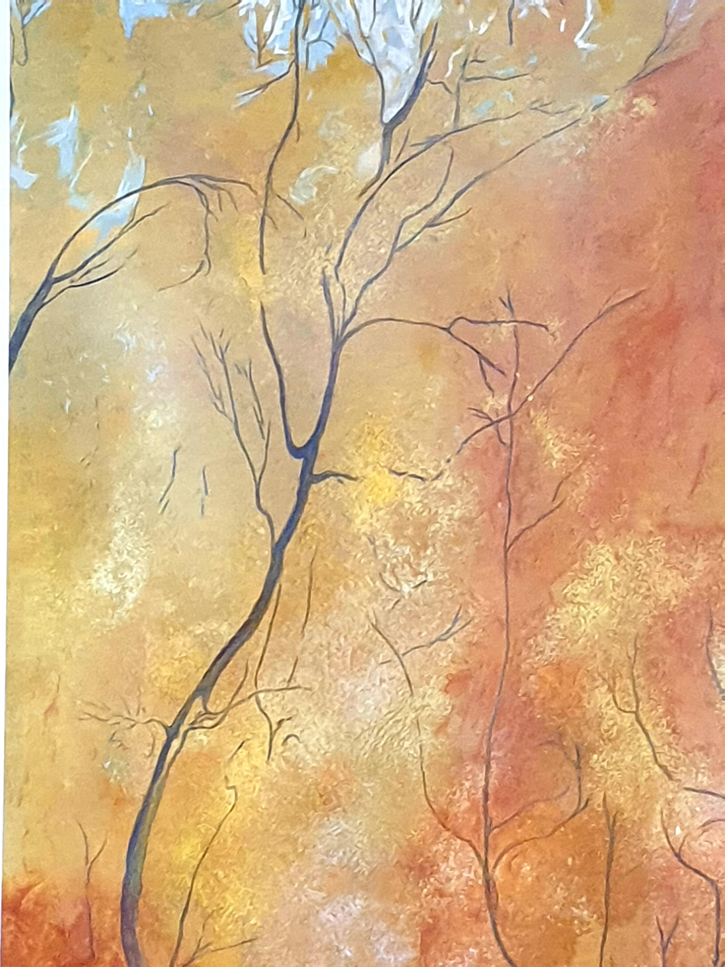 'Foresta in autunno', pastello impressionista contemporaneo, omaggio a Gustav Klimt in vendita 1
