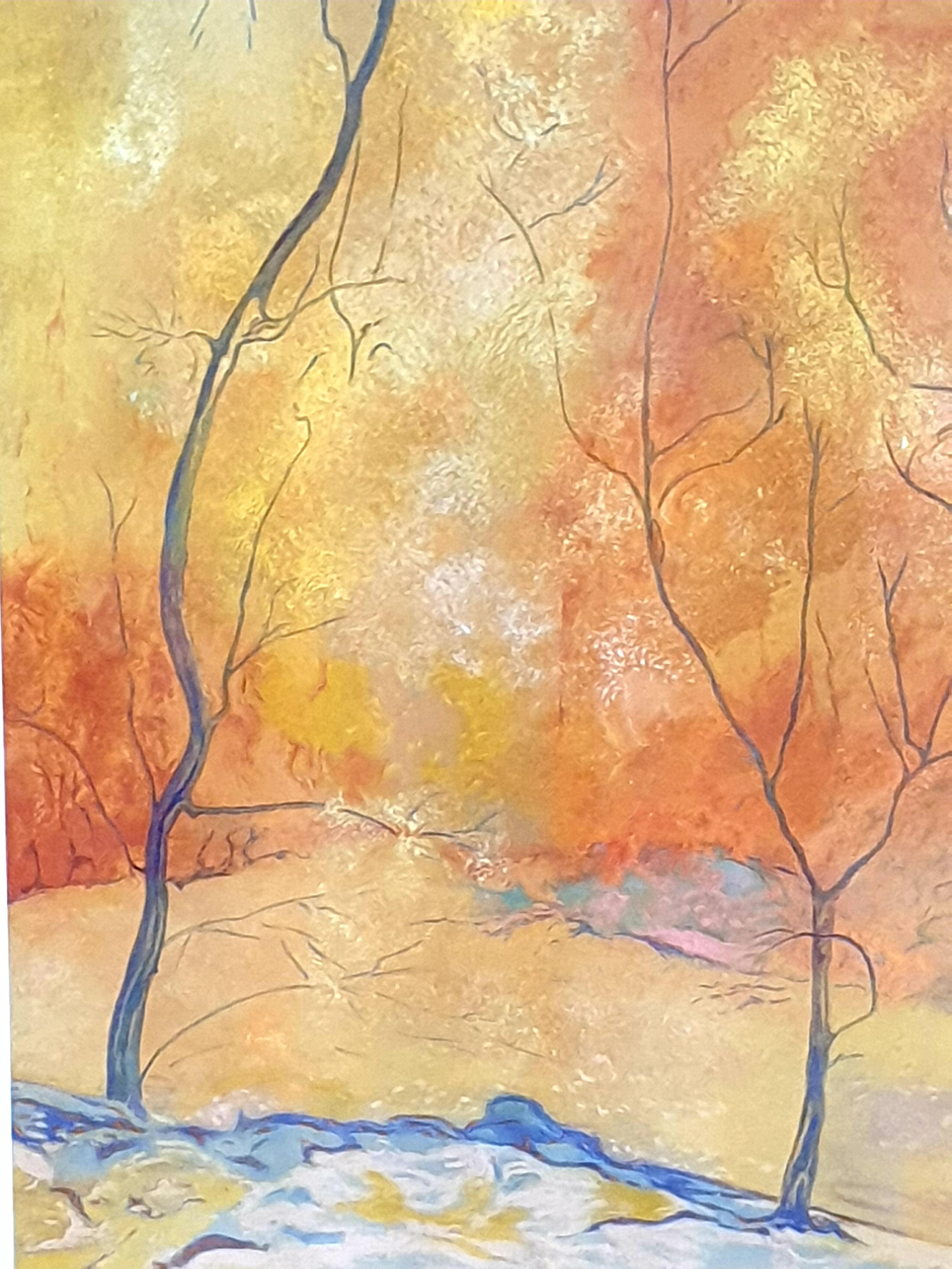 'Forest in the Fall', Contemporary Impressionist Pastel, Homage to Gustave Klimt For Sale 1