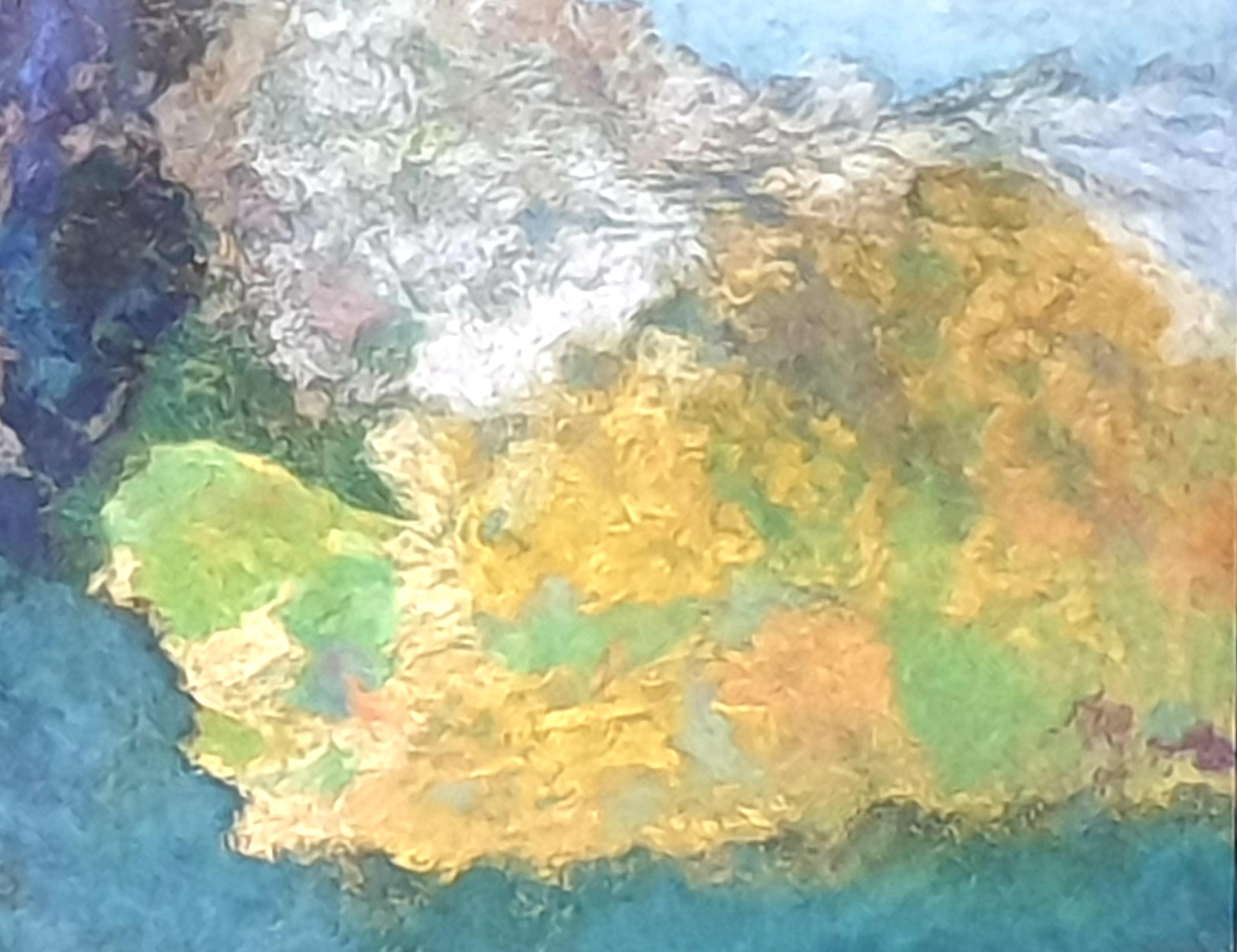 Pastel y acrílico francés surrealista contemporáneo sobre papel, Paisaje provenzal. 5
